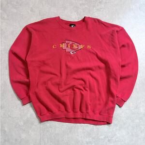 90s Vintage Kansas City Chiefs Embroidered Starter Red Crewneck -XXL